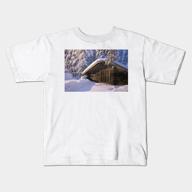 Cabin in the Snow Kids T-Shirt by Memories4you